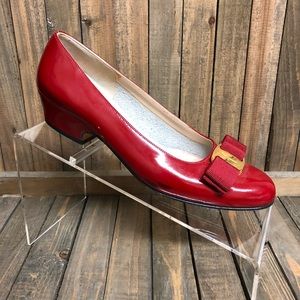 Salvatore Ferragamo Red Low Heel Shoes Size 5.5 B